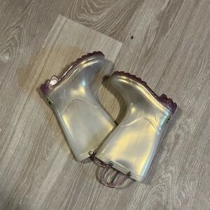 Western Chief Clear and Purple Lighted Kids Rain Boots